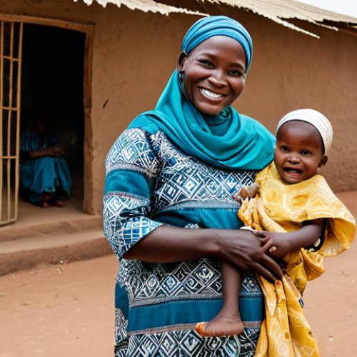 Community Health Worker in Mali**

"A fully clothed, friendly community health worker in Mali, wearing modest clothing suitable for the climate, smiling and interacting with a mother and child in a village setting, appropriate attire, safe for work, family-friendly, natural pose, perfect anatomy, professional photography, natural lighting, high quality, showing cultural sensitivity and respect."

**