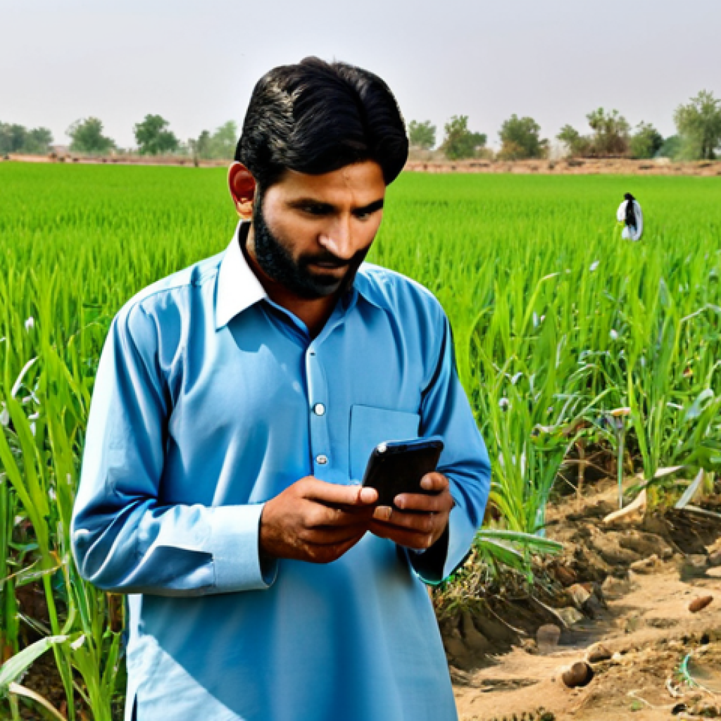 말리에서의 스마트폰 사용률 - Rural Farmer Using Smartphone**

"A Pakistani farmer in a rural field, fully clothed in traditional ...