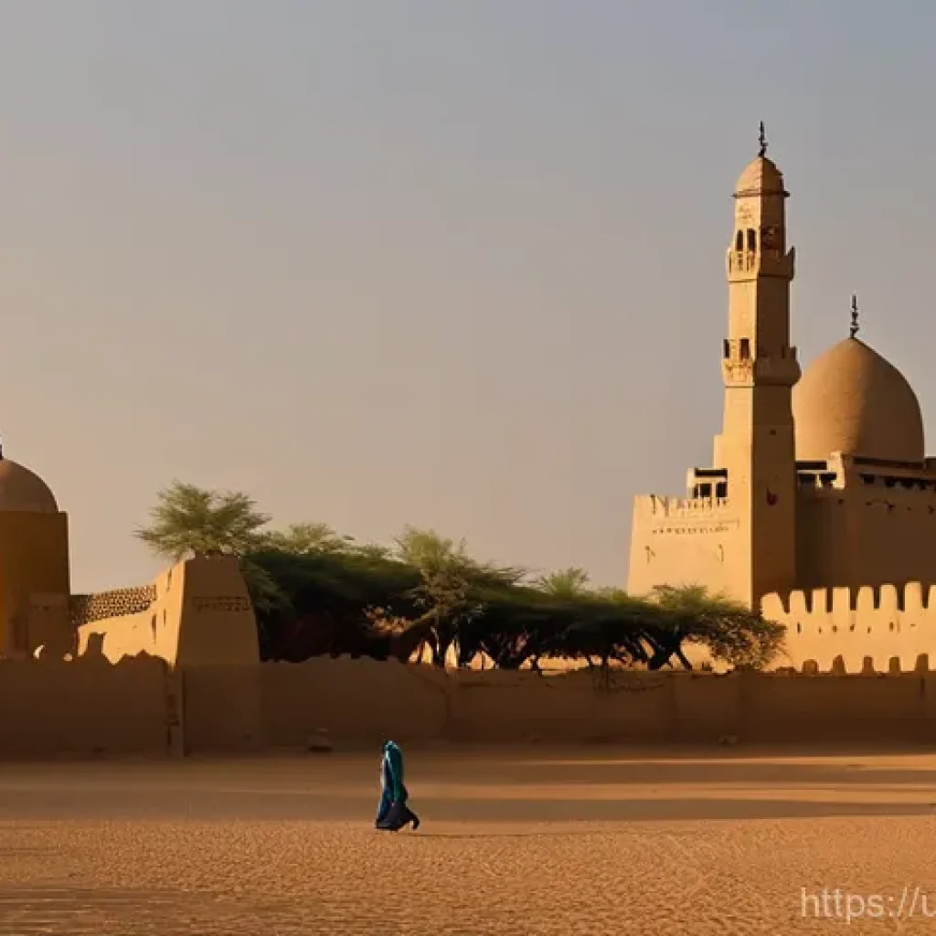 말리의 종교 의식과 행사 - **Prompt 1: Spiritual Grandeur of Timbuktu**
    "An awe-inspiring wide shot of the ancient Djinguer...