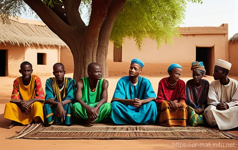말리 법률과 사회 제도 - **Prompt: Traditional Malian Justice Council**
"A scene depicting a traditional Malian village j...