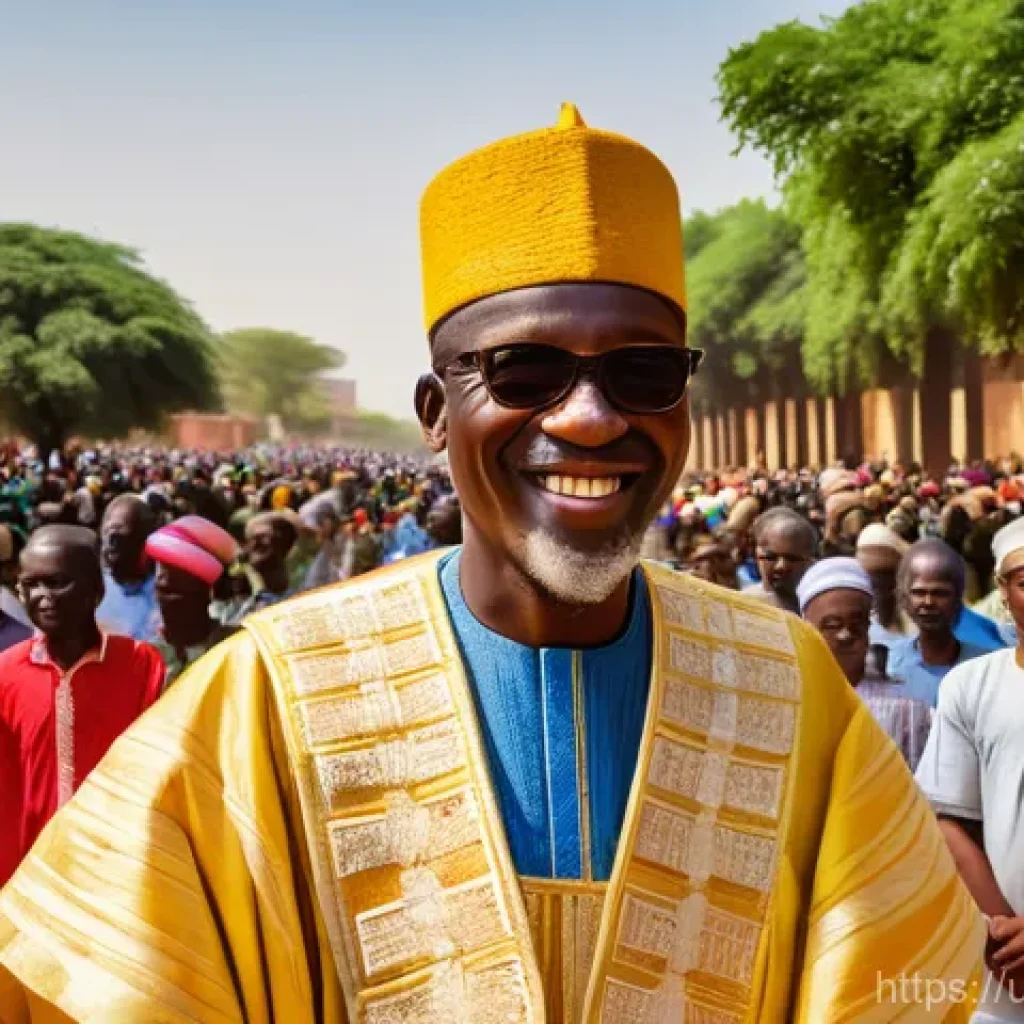 이브라힘 부바카르 케이타 전 대통령 - **A leader's hopeful beginning in Mali.**
A vibrant, sunlit scene depicting a dignified male lea...