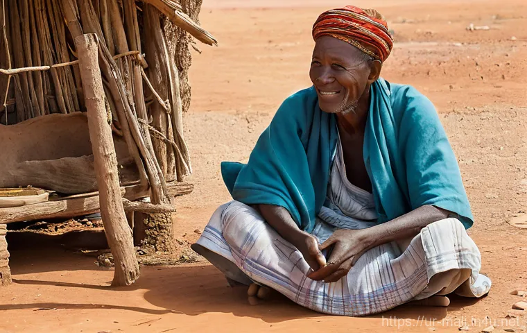말리에서의 의료 서비스 - **Prompt 1: A Rural Malian Traditional Healer's Consultation**
"A close-up, eye-level shot of an...
