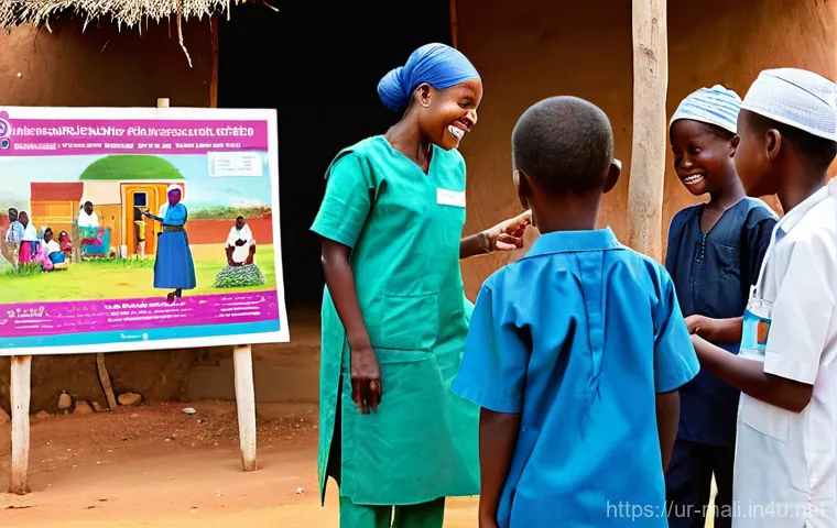 말리에서의 의료 서비스 - **Prompt 2: A Malian Mother and Child at a Basic Health Post**
    "A tender and poignant portrait o...