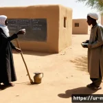 말리와 알카에다 연계 조직 - **Prompt 1: Community Support in a Sahelian Village**
"A peaceful scene in a remote, dusty villa...
