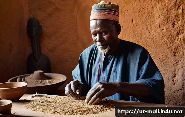 말리에서의 예술과 공예 전시회 - **Prompt 1: Malian Wood Carver and Masks**
A skilled Malian artisan, a man with a kind, weathere...